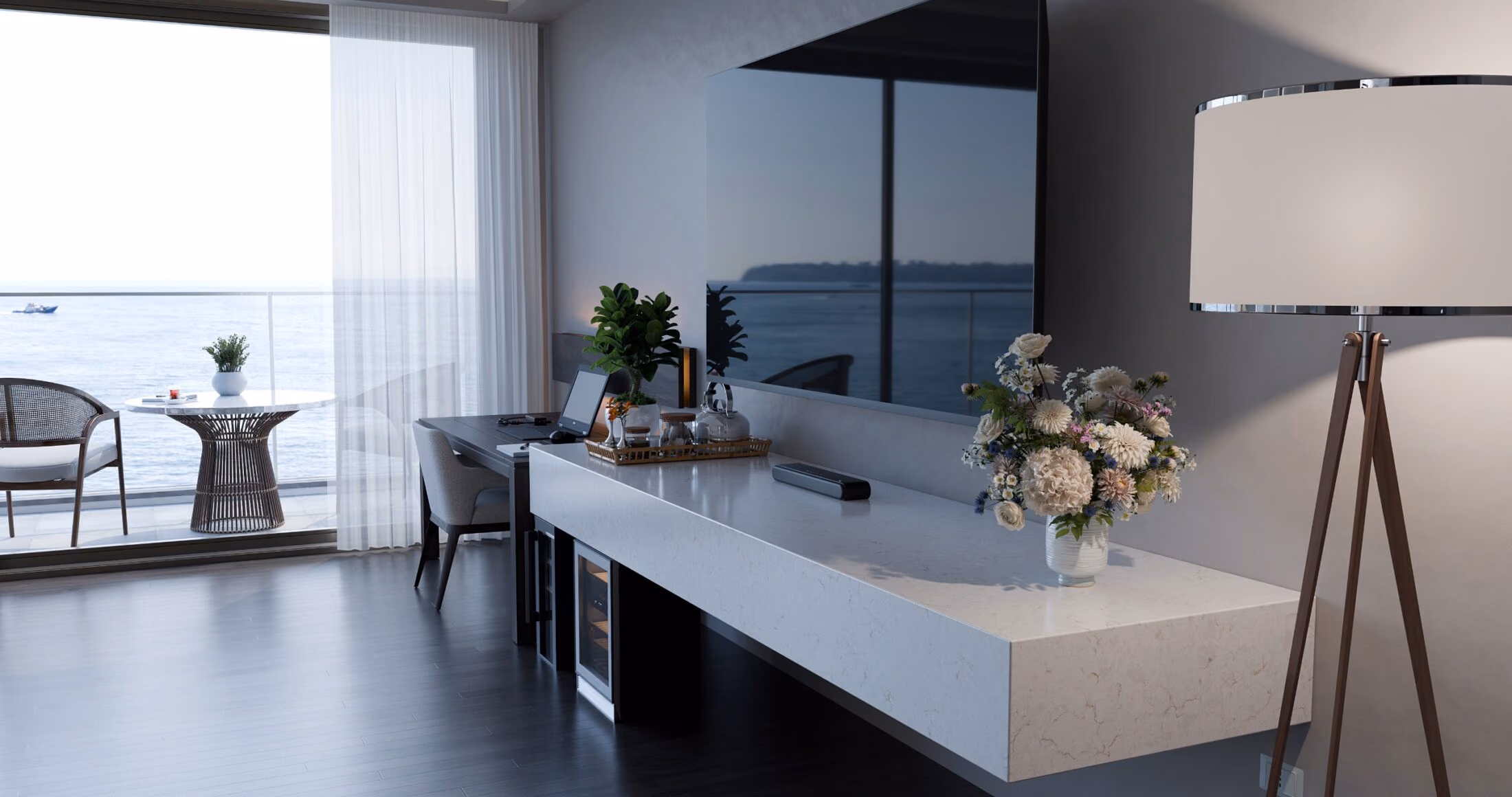 Bar counter with a thick Çimstone top